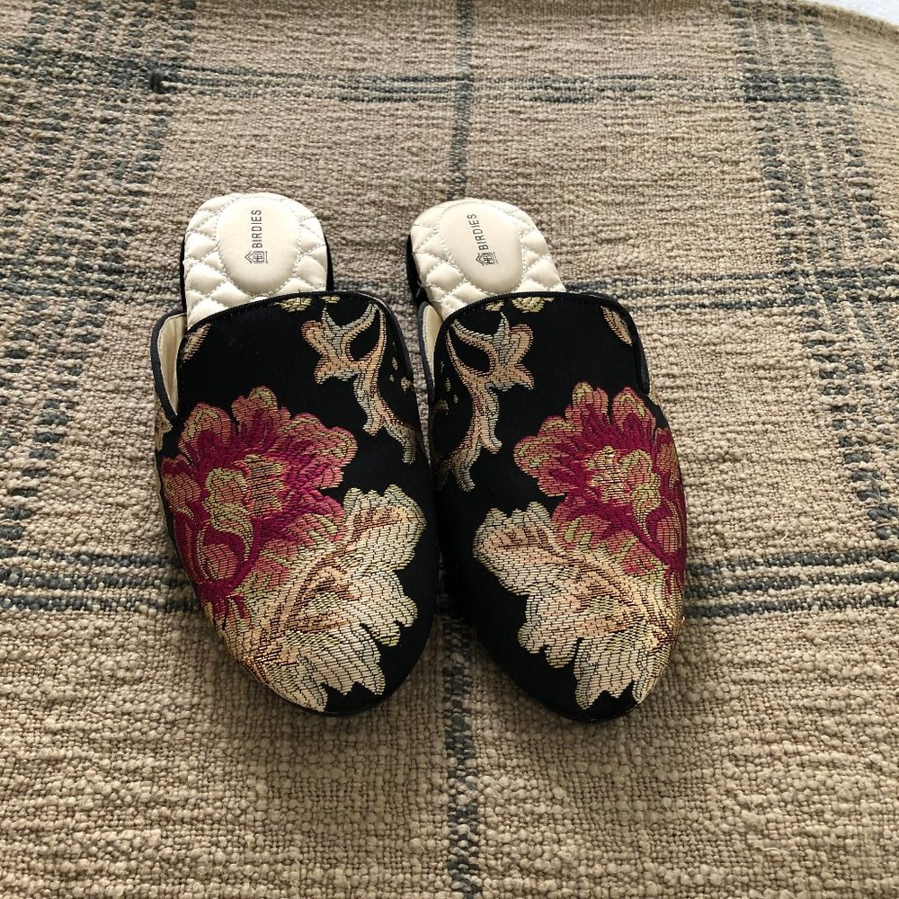 Birdies The Phoebe floral jacquard slipper mules